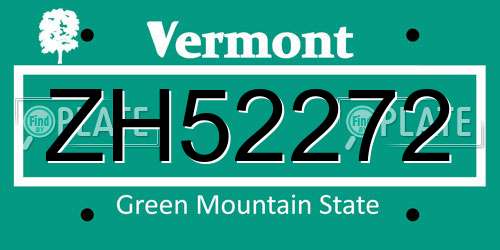 ZH52272 Vermont License Plate