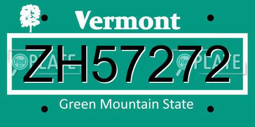 ZH57272 Vermont License Plate