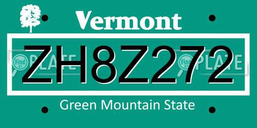 ZH8Z272 Vermont License Plate