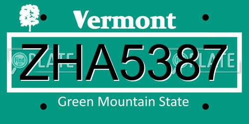 ZHA5387 Vermont License Plate