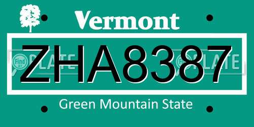 ZHA8387 Vermont License Plate