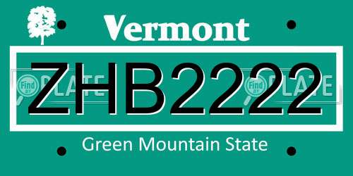 ZHB2222 Vermont License Plate