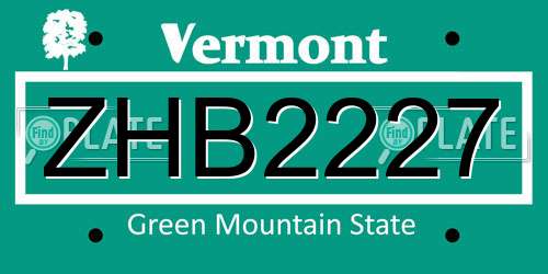 ZHB2227 Vermont License Plate