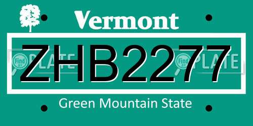 ZHB2277 Vermont License Plate