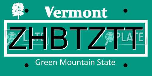 ZHBTZTT Vermont License Plate