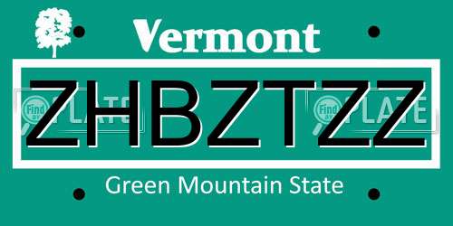 ZHBZTZZ Vermont License Plate