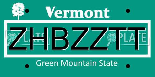 ZHBZZTT Vermont License Plate