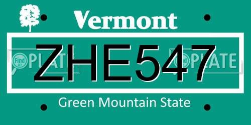 ZHE547 Vermont License Plate