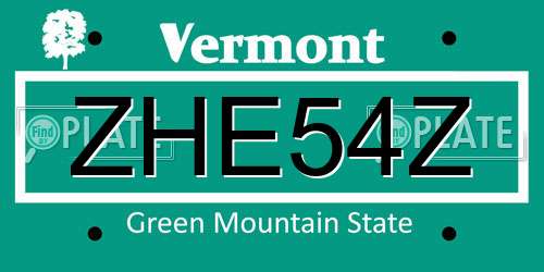 ZHE54Z Vermont License Plate