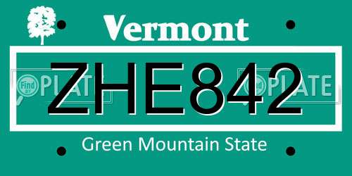 ZHE842 Vermont License Plate