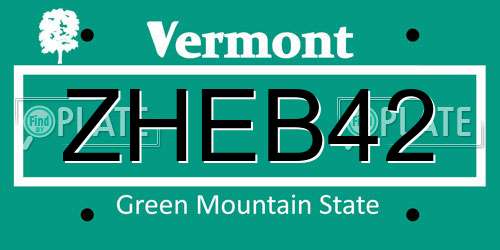 ZHEB42 Vermont License Plate