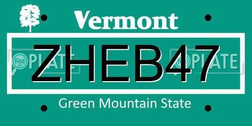ZHEB47 Vermont License Plate