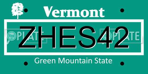 ZHES42 Vermont License Plate