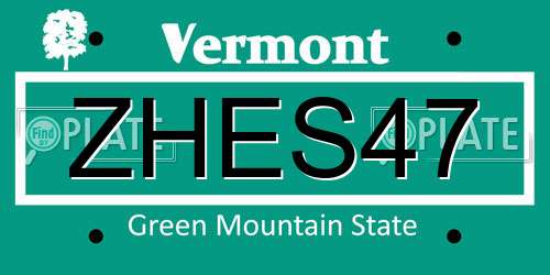 ZHES47 Vermont License Plate