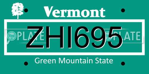 ZHI695 Vermont License Plate