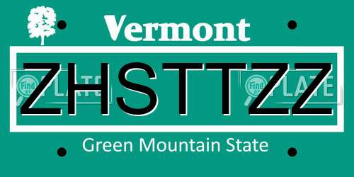 ZHSTTZZ Vermont License Plate