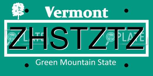 ZHSTZTZ Vermont License Plate