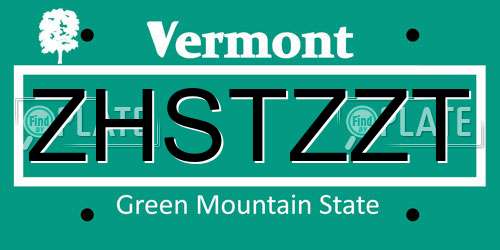 ZHSTZZT Vermont License Plate