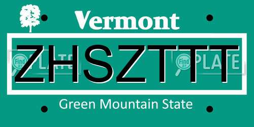 ZHSZTTT Vermont License Plate