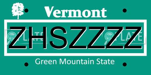 ZHSZZZZ Vermont License Plate