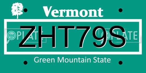 ZHT79S Vermont License Plate
