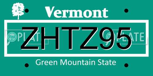 ZHTZ95 Vermont License Plate