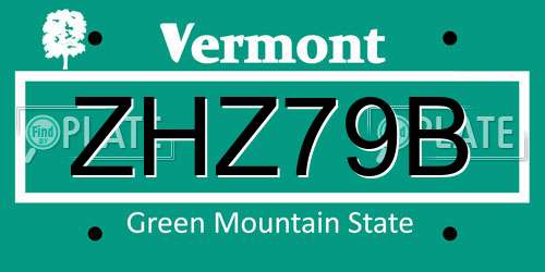 ZHZ79B Vermont License Plate