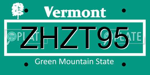 ZHZT95 Vermont License Plate