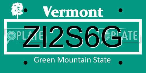 ZI2S6G Vermont License Plate