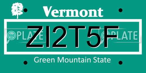 ZI2T5F Vermont License Plate