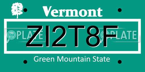 ZI2T8F Vermont License Plate