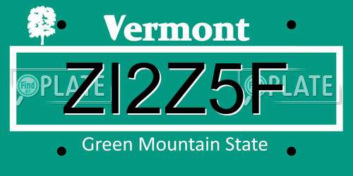 ZI2Z5F Vermont License Plate