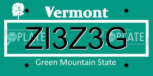 ZI3Z3G Vermont License Plate