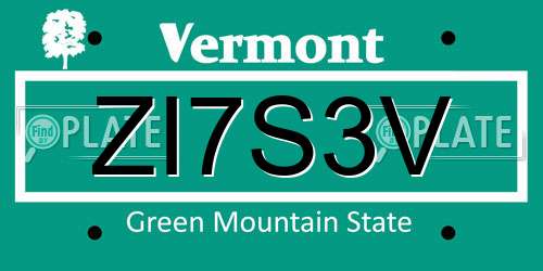 ZI7S3V Vermont License Plate