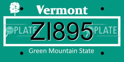 ZI895 Vermont License Plate