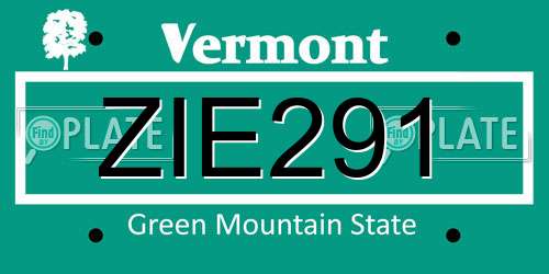 ZIE291 Vermont License Plate