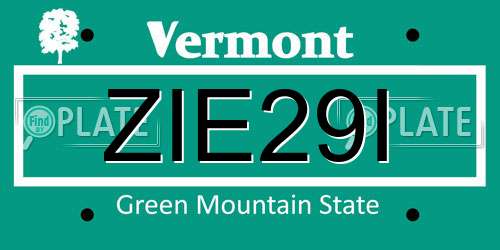 ZIE29I Vermont License Plate
