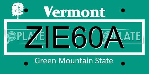 ZIE60A Vermont License Plate