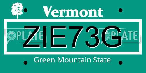ZIE73G Vermont License Plate