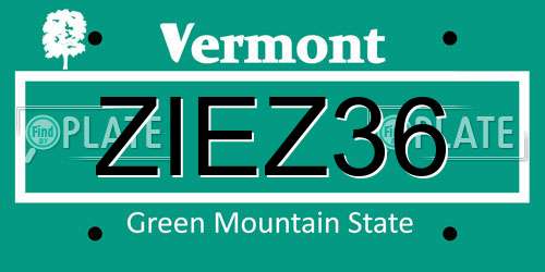 ZIEZ36 Vermont License Plate
