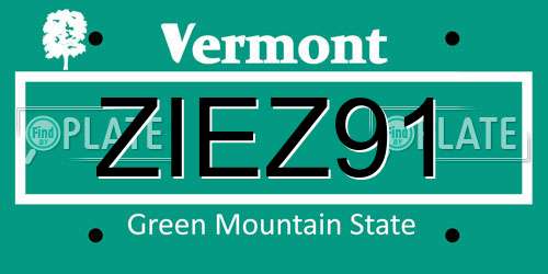 ZIEZ91 Vermont License Plate