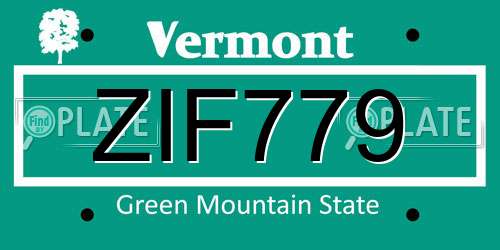 ZIF779 Vermont License Plate