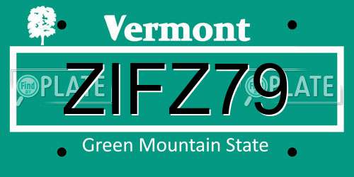 ZIFZ79 Vermont License Plate