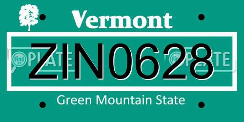 ZIN0628 Vermont License Plate