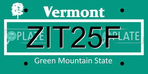 ZIT25F Vermont License Plate