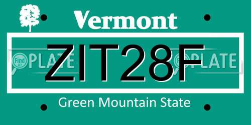 ZIT28F Vermont License Plate