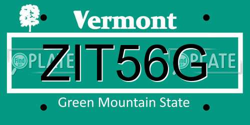 ZIT56G Vermont License Plate