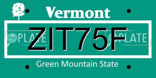 ZIT75F Vermont License Plate