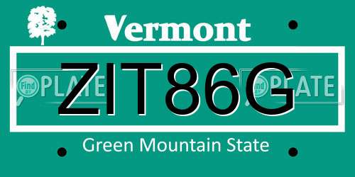 ZIT86G Vermont License Plate