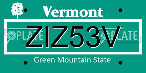 ZIZ53V Vermont License Plate